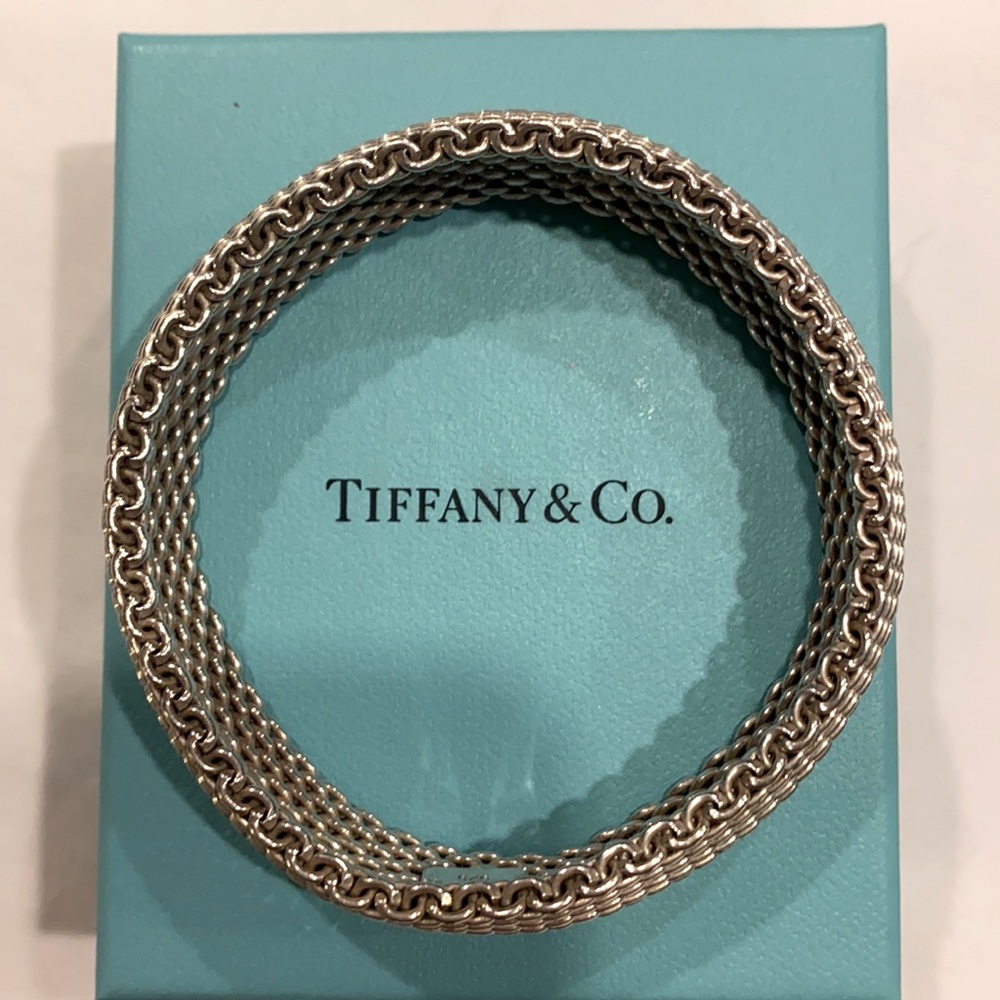 Authentic Tiffany & Co. Somerset mesh bracelet and earrings set